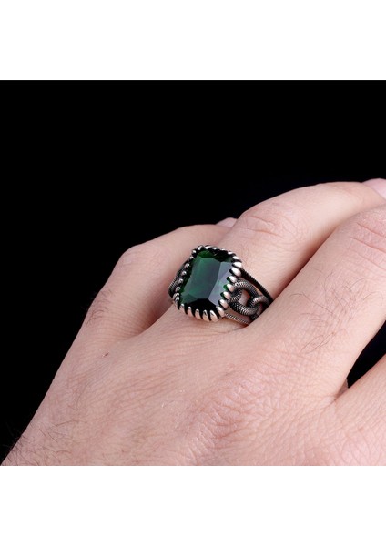 Zirkon Taşlı Örgü Model 925 Ayar Gümüş Erkek Yüzük modelleri