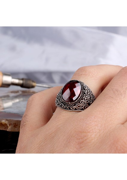 Zirkon Taşlı Oval Model 925 Ayar Gümüş Erkek Yüzük fiyatları