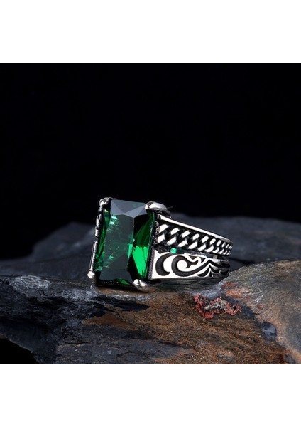 Zirkon Taşlı Örgü Model 925 Ayar Gümüş Erkek Yüzük fiyatları