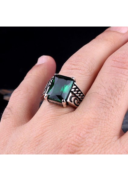 Zirkon Taşlı Örgü Model 925 Ayar Gümüş Erkek Yüzük modelleri