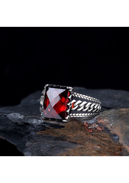 Zirkon Taşlı Örgü Model 925 Ayar Gümüş Erkek Yüzük fiyatları