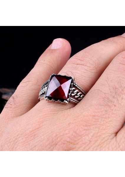 Zirkon Taşlı Örgü Model 925 Ayar Gümüş Erkek Yüzük modelleri