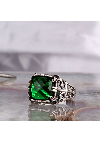 Zirkon Taşlı Pusula Model 925 Ayar Gümüş Erkek Yüzük fiyatları