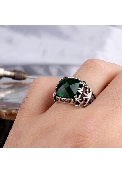 Zirkon Taşlı Pusula Model 925 Ayar Gümüş Erkek Yüzük modelleri