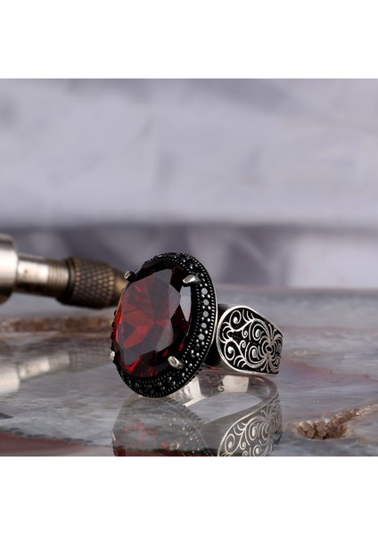 Zirkon Taşlı Oval Model 925 Ayar Gümüş Erkek Yüzük fiyatları