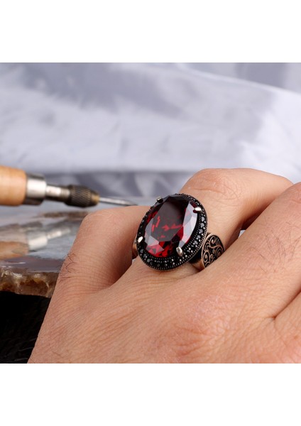 Zirkon Taşlı Oval Model 925 Ayar Gümüş Erkek Yüzük modelleri