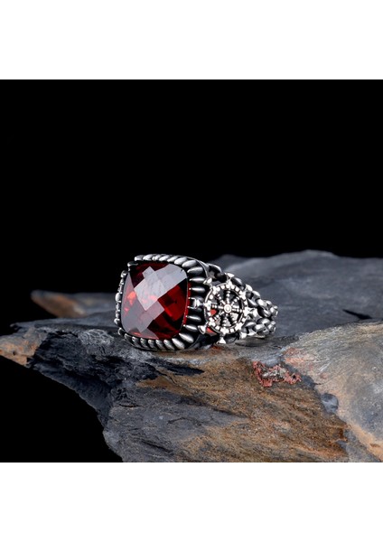 Zirkon Taşlı Gemi Dümeni Model 925 Ayar Gümüş Erkek Yüzük fiyatları