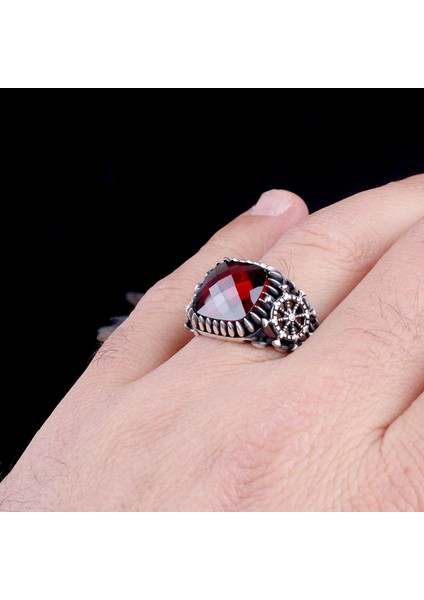 Zirkon Taşlı Gemi Dümeni Model 925 Ayar Gümüş Erkek Yüzük modelleri