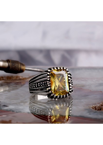 Zirkon Taşlı Model 925 Ayar Gümüş Erkek Yüzük