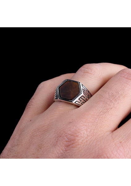 Kaplangözü Taşlı 925 Ayar Gümüş Erkek Yüzük modelleri