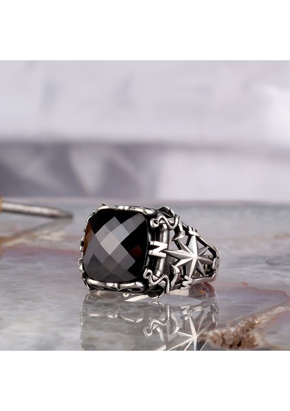 Zirkon Taşlı Pusula Model 925 Ayar Gümüş Erkek Yüzük fiyatları