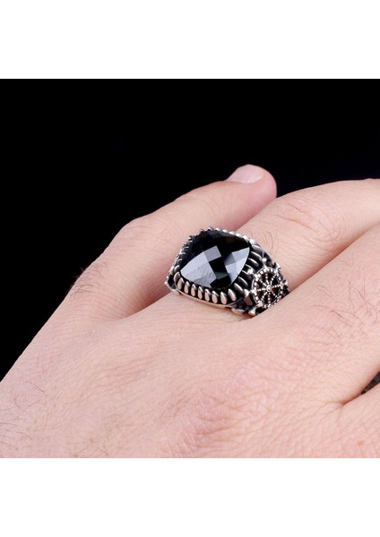 Zirkon Taşlı Gemi Dümeni Model 925 Ayar Gümüş Erkek Yüzük modelleri