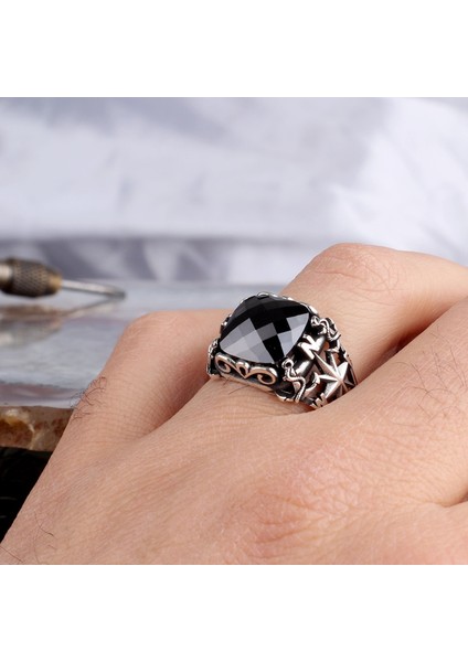 Zirkon Taşlı Pusula Model 925 Ayar Gümüş Erkek Yüzük modelleri