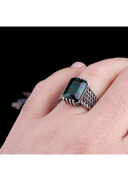 Zirkon Taşlı Örgü Model 925 Ayar Gümüş Erkek Yüzük fiyatları