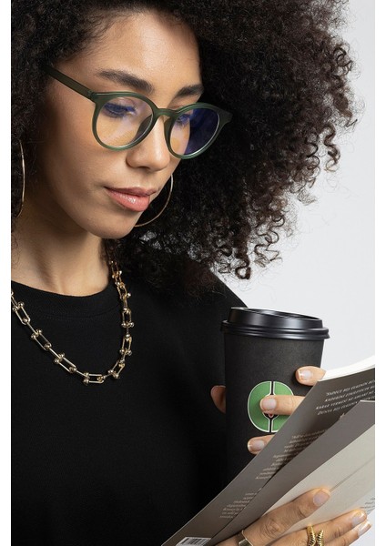 Koyu Yeşil Blue Block Gözlük Mavi Işık Koruma Özelliği ile Göz Sağlığınızı Destekler