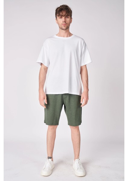 Erkek Dokulu Oversize Bermuda