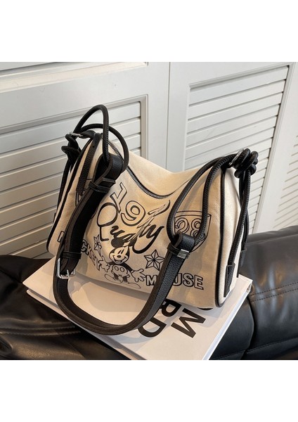 Kadınlar Için Niş Tasarımcı Kanvas Çanta 2024 Yeni Sonbahar ve Kış Popüler Karikatür Yastık Çanta Büyük Kapasiteli Tek Omuz Crossbody Çanta (Yurt Dışından) fırsatları