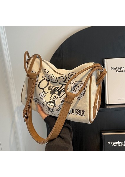 Kadınlar Için Niş Tasarımcı Kanvas Çanta 2024 Yeni Sonbahar ve Kış Popüler Karikatür Yastık Çanta Büyük Kapasiteli Tek Omuz Crossbody Çanta (Yurt Dışından) indirimleri