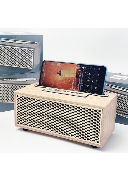 Xm5 Yeni Kablosuz Bluetooth Hoparlör Masaüstü Ahşap Retro Radyo Mini Taşınabilir Kart Küçük Hoparlör (Yurt Dışından)