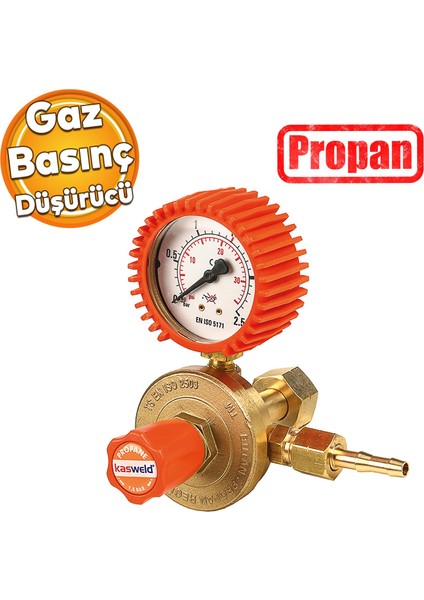 Kasweld 2200 Serisi Propan Gaz Basınç Düşürücü Manometreli Tüp Regülatör Lülesi Iso 2503 Kalite