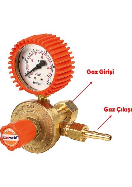 Kasweld 2200 Serisi Propan Gaz Basınç Düşürücü Manometreli Tüp Regülatör Lülesi Iso 2503 Kalite modelleri