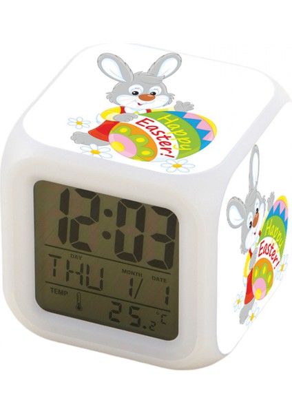 Küçük Boy Mini LED Stitch Anime Dijital Çalar Saat 7 Zaman, Sıcaklık, Alarm, Tarih ile Renkli Yatak Odası Işığı JINGYI1314 (Yurt Dışından)