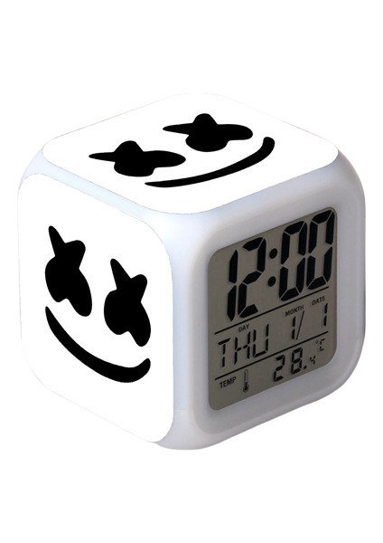 Küçük Boy Mini LED Stitch Anime Dijital Çalar Saat 7 Zaman, Sıcaklık, Alarm, Tarih ile Renkli Yatak Odası Işığı JINGYI2978 (Yurt Dışından)