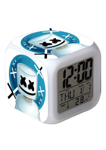 Küçük Boy Mini LED Stitch Anime Dijital Çalar Saat 7 Zaman, Sıcaklık, Alarm, Tarih ile Renkli Yatak Odası Işığı JINGYI2975 (Yurt Dışından)