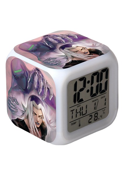 Küçük Boy Mini LED Stitch Anime Dijital Çalar Saat 7 Zaman, Sıcaklık, Alarm, Tarih ile Renkli Yatak Odası Işığı JINGYI3648 (Yurt Dışından)