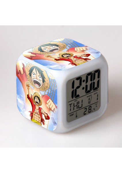 Küçük Boy Mini LED Stitch Anime Dijital Çalar Saat 7 Zaman, Sıcaklık, Alarm, Tarih ile Renkli Yatak Odası Işığı JINGYI3079 (Yurt Dışından)