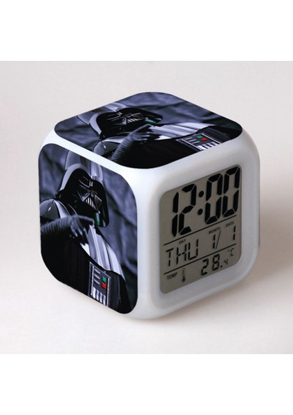 Küçük Boy Mini LED Stitch Anime Dijital Çalar Saat 7 Zaman, Sıcaklık, Alarm, Tarih ile Renkli Yatak Odası Işığı JINGYI3217 (Yurt Dışından)