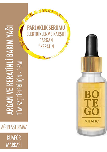 Botego Milano Argan Oil & Keratin Nemlendirici ve Onarıcı Bakım Serumu 10 ml