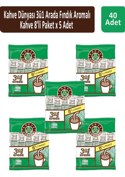 3ü1 Fındık Aromalı Kahve 8 x 18 gr x 5 Adet fiyatları