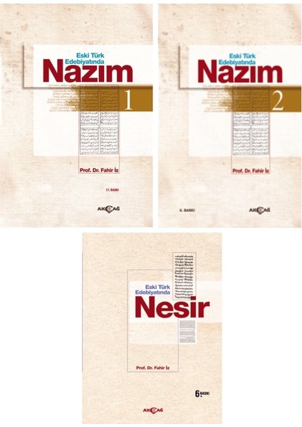 Eski Türk Edebiyatında Nazım 1 - 2 - Eski Türk Edebiyatında Nesir 3 Kitap - Fahir İz
