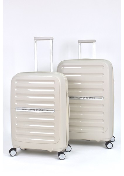 Kırılmaz Polipropilen 2'li Valiz Seti Büyük Boy - Orta Boy Bej BNT1000