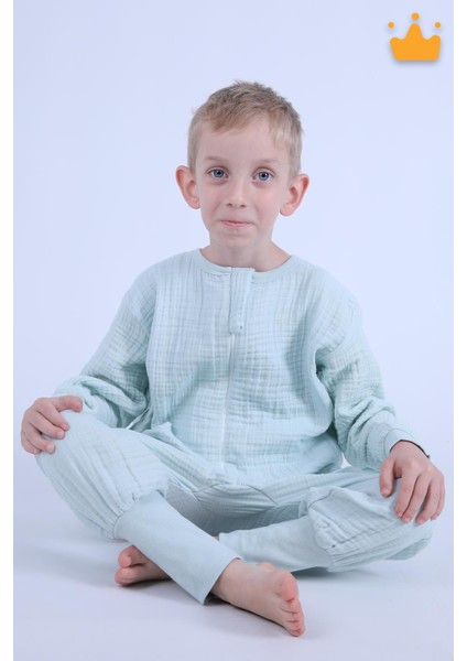 2-8 Yaş 1 Tog 4 Katlı Müslin Çocuk Uyku Tulumu Unisex Uzun Kollu Uyku Tulumu