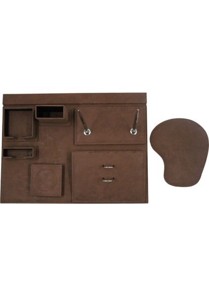 Inn Design Sümen Takımı 9 Parça Süet Kahve ST-1921
