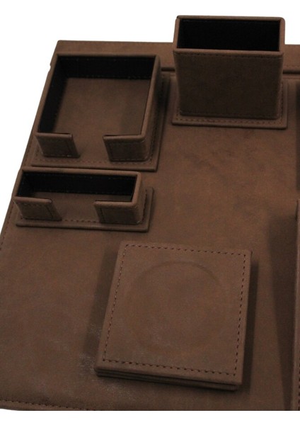 Inn Design Sümen Takımı 9 Parça Süet Kahve ST-1921