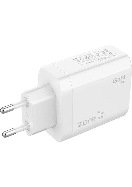 Hızlı Şarj Özellikli Seyahat Şarj Başlığı 45W (Always-02 Gan Tech Type-C Pd4.0 Usb-A Qc3.0)