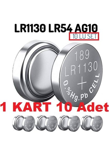 Tefal Düdüklü Tencere Pili 1 Kart 10 Adet AG10 LR1130 389 Alkalıne Oyuncak Tabanca Kronometre Lazer Sesli Konuşan Kitap Pil 10'lu Paket
