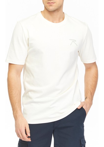 Erkek %100 Pamuk T-Shirt Pateo Ekru