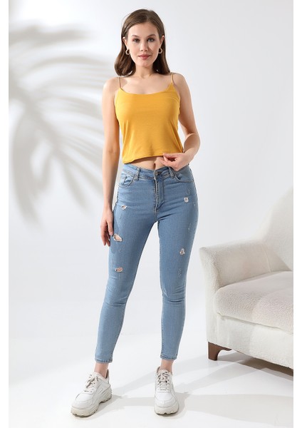 Lastik Askılı Kısa Atlet 19282 Hardal