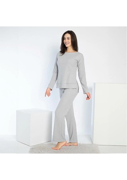 840.641 Kadın Kışlık Fitilli Uzun Kol Pijama Takım