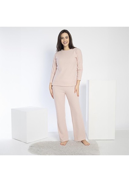 840.641 Kadın Kışlık Fitilli Uzun Kol Pijama Takım