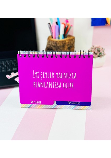 Hayallerinin Peşinden Git Tasarımlı Yeni Nesil Masa Üsü Planner 2 Sayfa Sticker