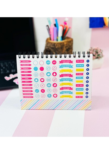 Hayallerinin Peşinden Git Tasarımlı Yeni Nesil Masa Üsü Planner 2 Sayfa Sticker