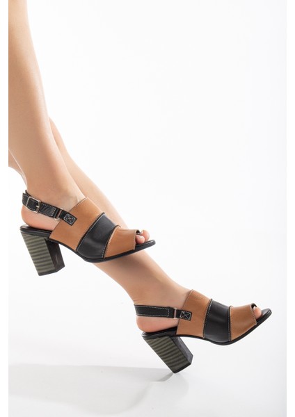 Kadın Deri Topuklu Sandalet 2320 Sandalet Cevız 38