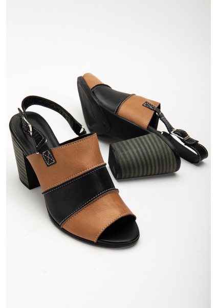 Kadın Deri Topuklu Sandalet 2320 Sandalet Cevız 38 modelleri