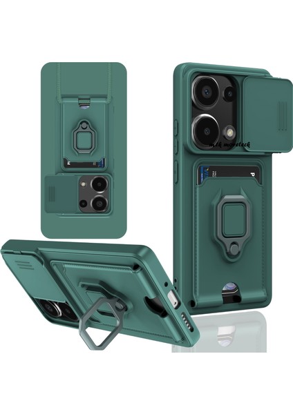 Xiaomi Redmi Note 13 Pro 4g Uyumlu Kılıf Kamera Korumalı Yüzüklü Kartvizit Ip Askılı Zuma Silikon