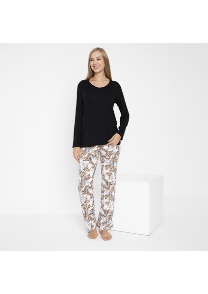 840.635 Kadın Kışlık Uzun Kol Viskon Pijama Takım